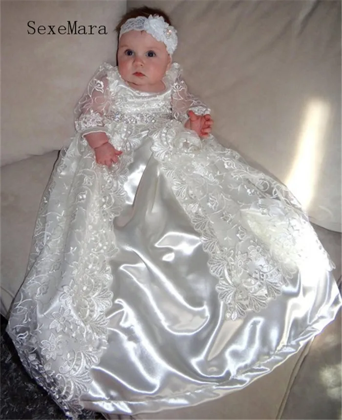 Heirloom baptism dress Baby Girls Royal christening gown Floor Length