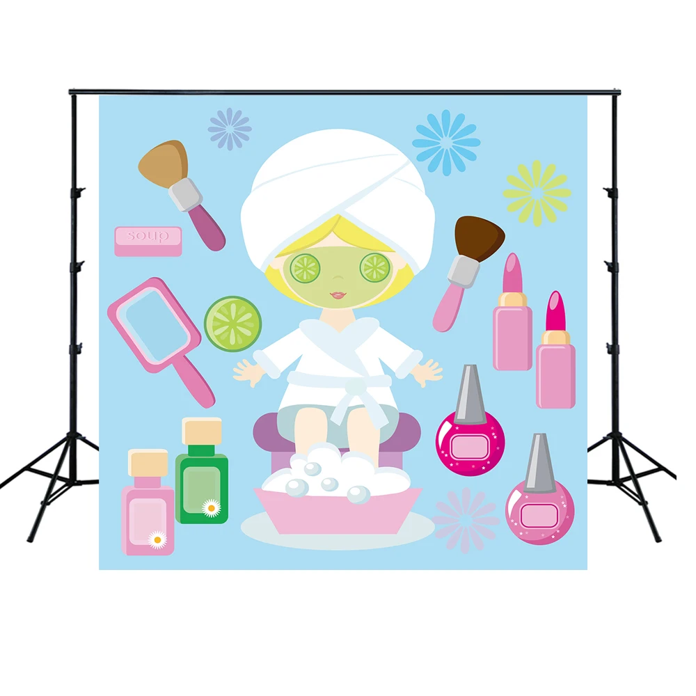 

HUAYI kids sweet 16 birthday Spa Party decorations make up Backdrop for teens Girls Spa Day vinyl banner photo Background XT7710