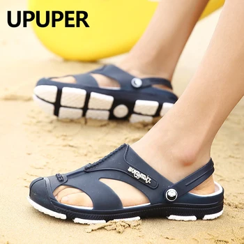 

UPUPER Summer Hollow Sandals Men Soft Sole Outdoor Beach Sandals Slippers Slip-on Cheap Men Shoes Male Sandals Water Shoes