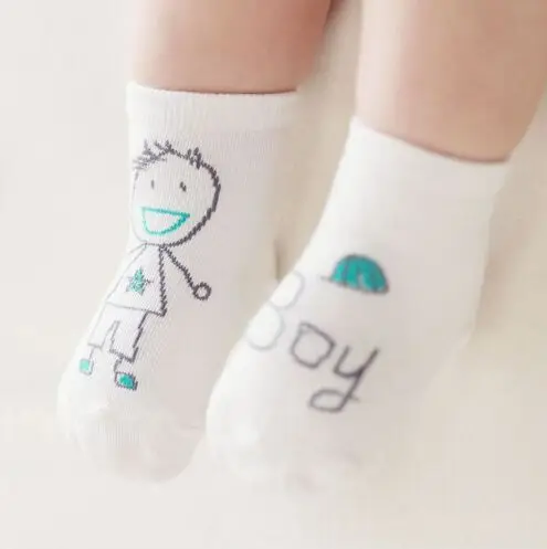 Носки для малышей хлопковые носки-тапочки для новорожденных милые Асимметричные нескользящие носки для маленьких мальчиков и девочек детские носки для детей от 0 до 2 лет - Цвет: Baby socks