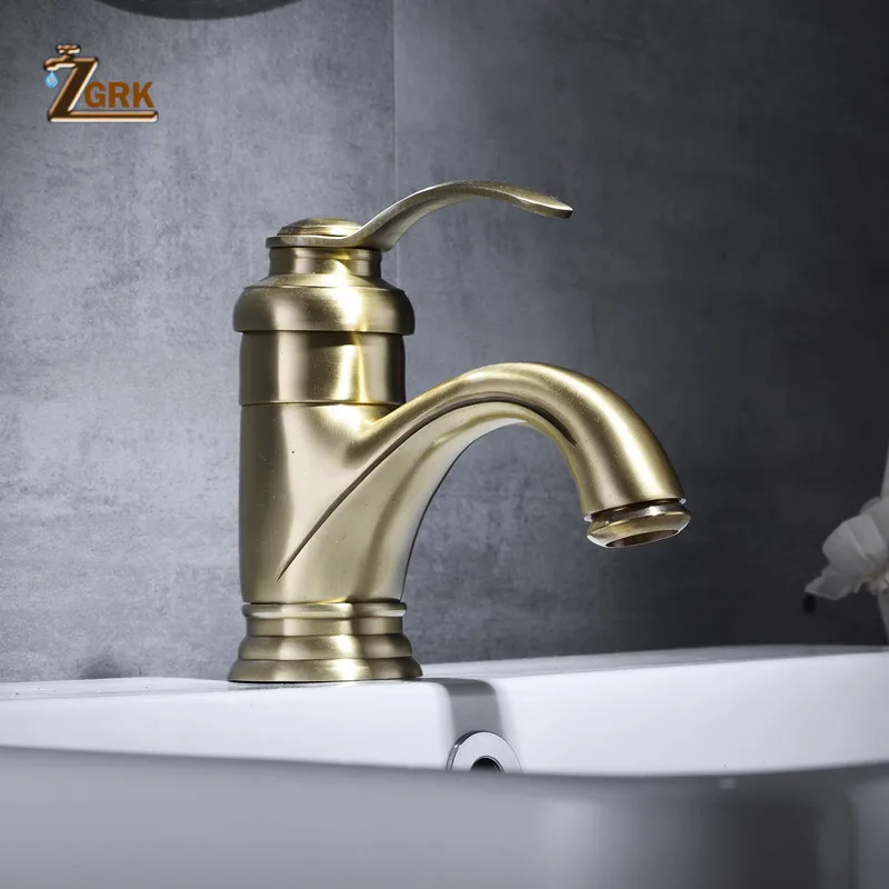 

ZGRK Bathroom Tap Water Antique Bronze Finish Mixer Taps Hot And Cold Water Tap Luxury Bathroom Basin Faucet SLT0080LSG