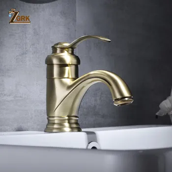 

ZGRK Bathroom Tap Water Antique Bronze Finish Mixer Taps Hot And Cold Water Tap Luxury Bathroom Basin Faucet SLT0080LSG