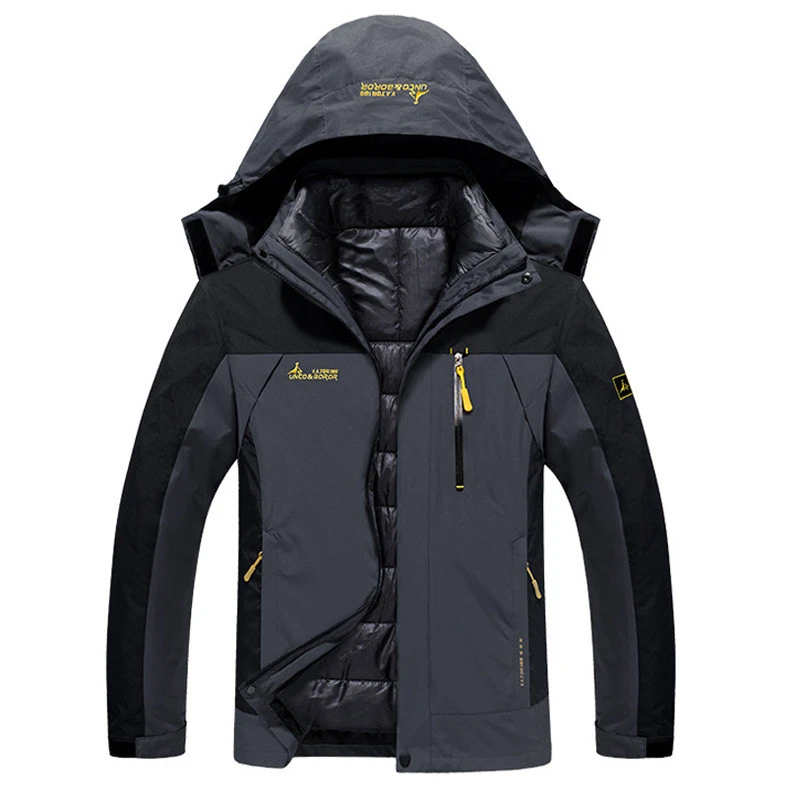 Winter Jacket Men Thermal Waterproof Windbreaker Two Jackets In One