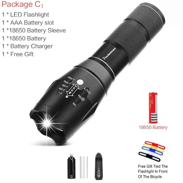 XPL-T6/L2/V6 светодиодный фонарик масштабируемый светодиодный фонарь для 18650/AAA батареи Водонепроницаемый linterna светодиодный фонарь для кемпинга - Испускаемый цвет: Package C