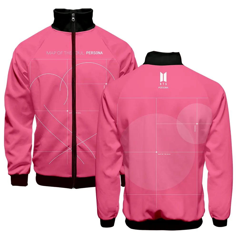 

2019 Fashion HIP HOP Zipper Sweatshirt Standing collar Male&Female 3D Print Streetwear New Autumn Stand MAP OF THE SOUL