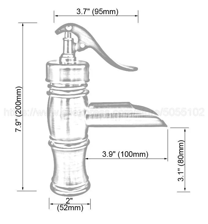 NEW "Water Pump Look" Style Bathroom Deck Mounted Faucet Antique Brass Hot And Cold Tap znf045