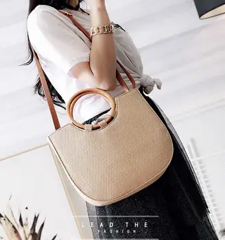 

Shopping/Beach/Bohemia/Holiday Handmade Straw Woven Totes Handbag Shoulder Crossbody Bag Japan Mori Girl Linen Large Capacity