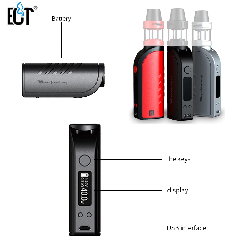 

ECT 18650 2200mAh Mini Electronic Cigarette Battery Adjustable Power OLED Screen Technology Vape Accessories Replaceable Box Mod