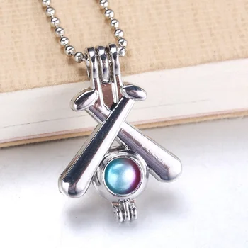 

5pcs Silver Baseball Pearl Cage Pendant Jewelry Making Bead Cage Locket Necklace Aroma Essential Oil Diffuser For Oyster Pearl