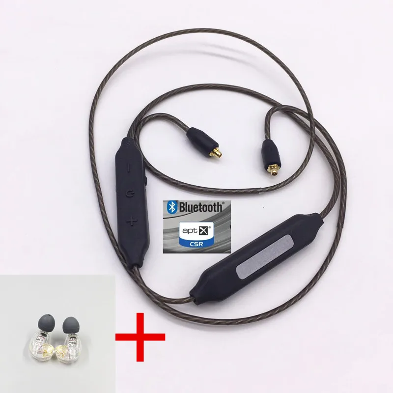 DIY MMCX SE215 наушники вкладыши гарнитура Hifi шумоподавление стерео Бас Наушники Aptx Bluetooth адаптер для shure SE535 - Цвет: aptx  tran headset