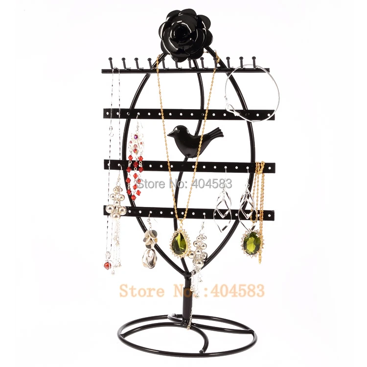 Black Painted Steel Necklace Display Stand Earring Display Stand Jewelry Display Holder 12