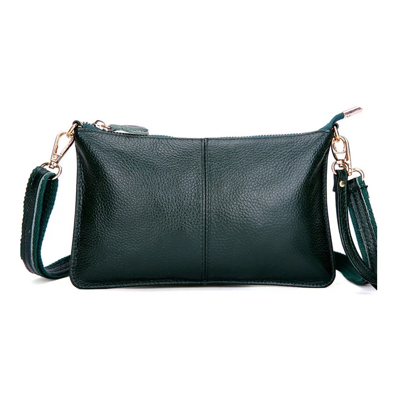 Натуральная кожа косая сумочка зарекомендованная марка плечевой мешок конверт рука косая сумка дамочка кошелек - Цвет: Dark green