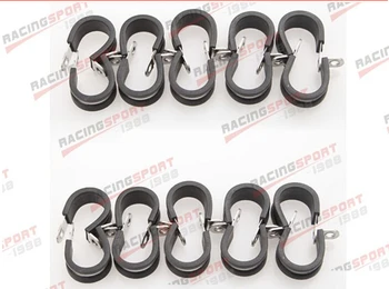 

20PCS Cushioned Hose Mounting Clamp Loop Strap 304 Stainless Steel 5/16" Black