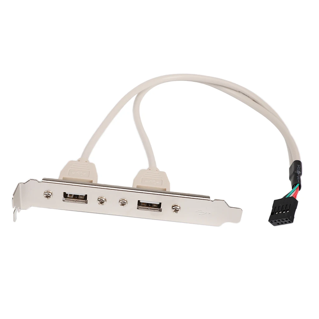 2Port USB2.0 Rear Panel Expansion Bracket to Motherboard USB Header Cable