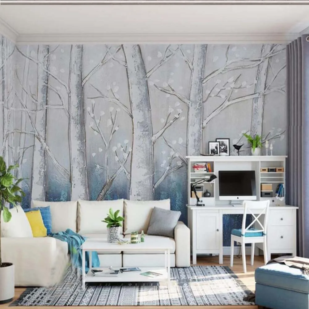 3D Nordic Hand Painting Tree Branch Wallpaper Mural Creative Art Wall Murals Bedroom HD Printed Forest Paper Roll | Обустройство дома