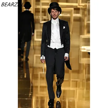 

men 3 piece slim fit suit for groom tuxedos for man suits wedding dress long tail
