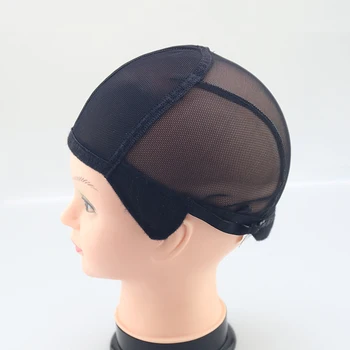 Stretch Lace Wig Caps For Making Wigs Black Mesh Hair Net Wig Weaving Cap With Adjustable Straps 1
