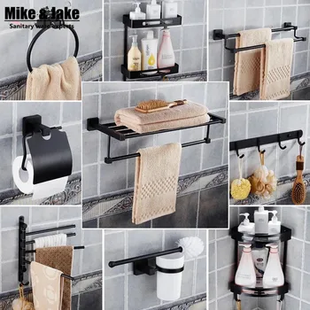 

Stainless steel 304 bathroom shelf kit bathroom black paper holder towel shelf ring holder robe hooks black bathroom accessory