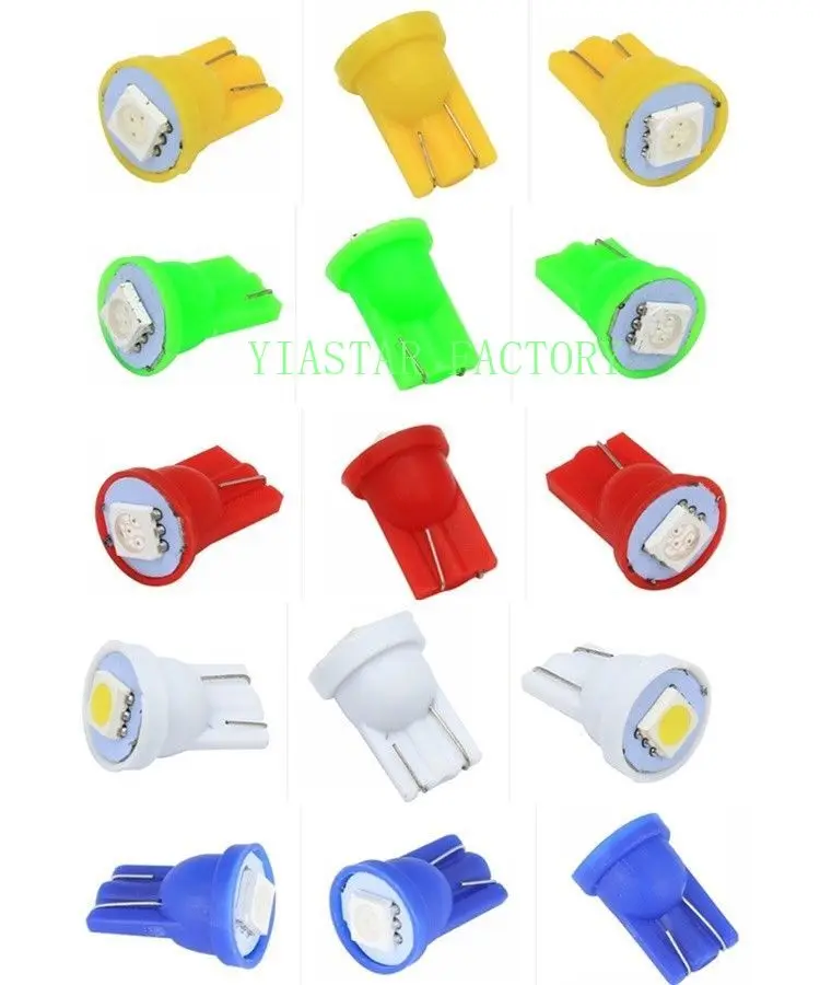 100 шт. цветной T10 5050 1SMD 1 светодиодный 194 168 W5W автомобильный боковой клиновидный