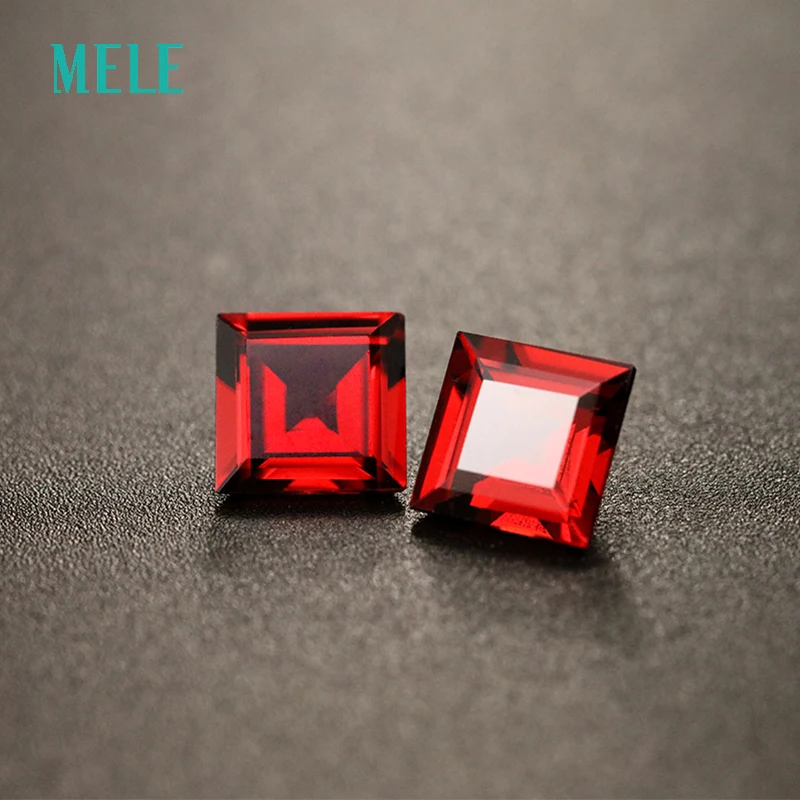 Gemstone Natural Deep Red Garnet for Jewelry 7X7mm10pcs High Quality Square Cut Losse Gemstones Support for DIY Design
