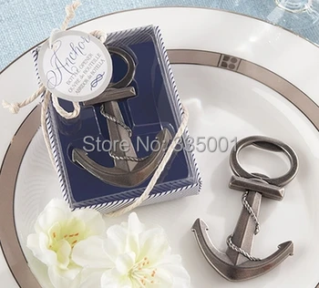 

wholesale wedding giveaways coppery Anchor Shaped Chrome Bottle Opener In Gift Box bridal favors wine opener