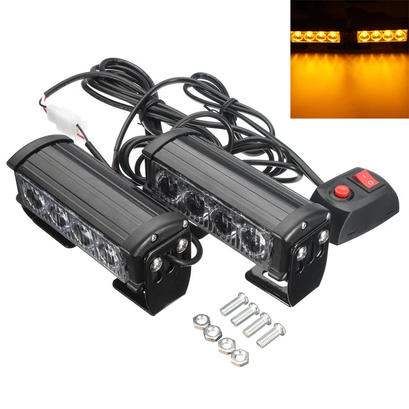 2x12 V 4-светодиодный Янтарный мигающий аварийный светильник