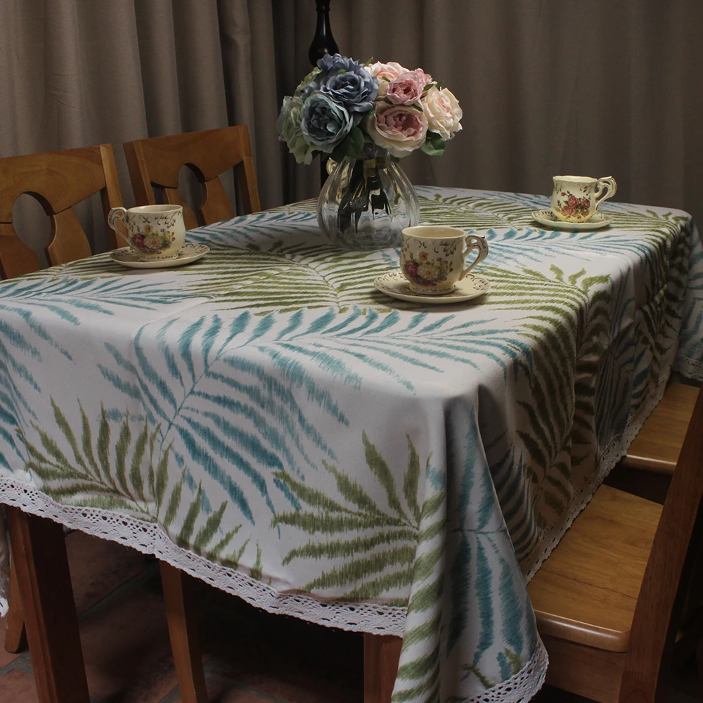 

CURCYA American Country Spring Summer Leaves Table Cloth Decorative Nordic Hotel Restaurant Bar Shop Coffee Tea Table Covers