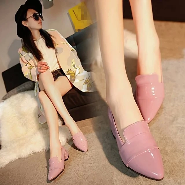 

4CM size 35-39 Spring and autumn 2018 new style Low and medium with Shallow flats Pointed thick shoes XG0028