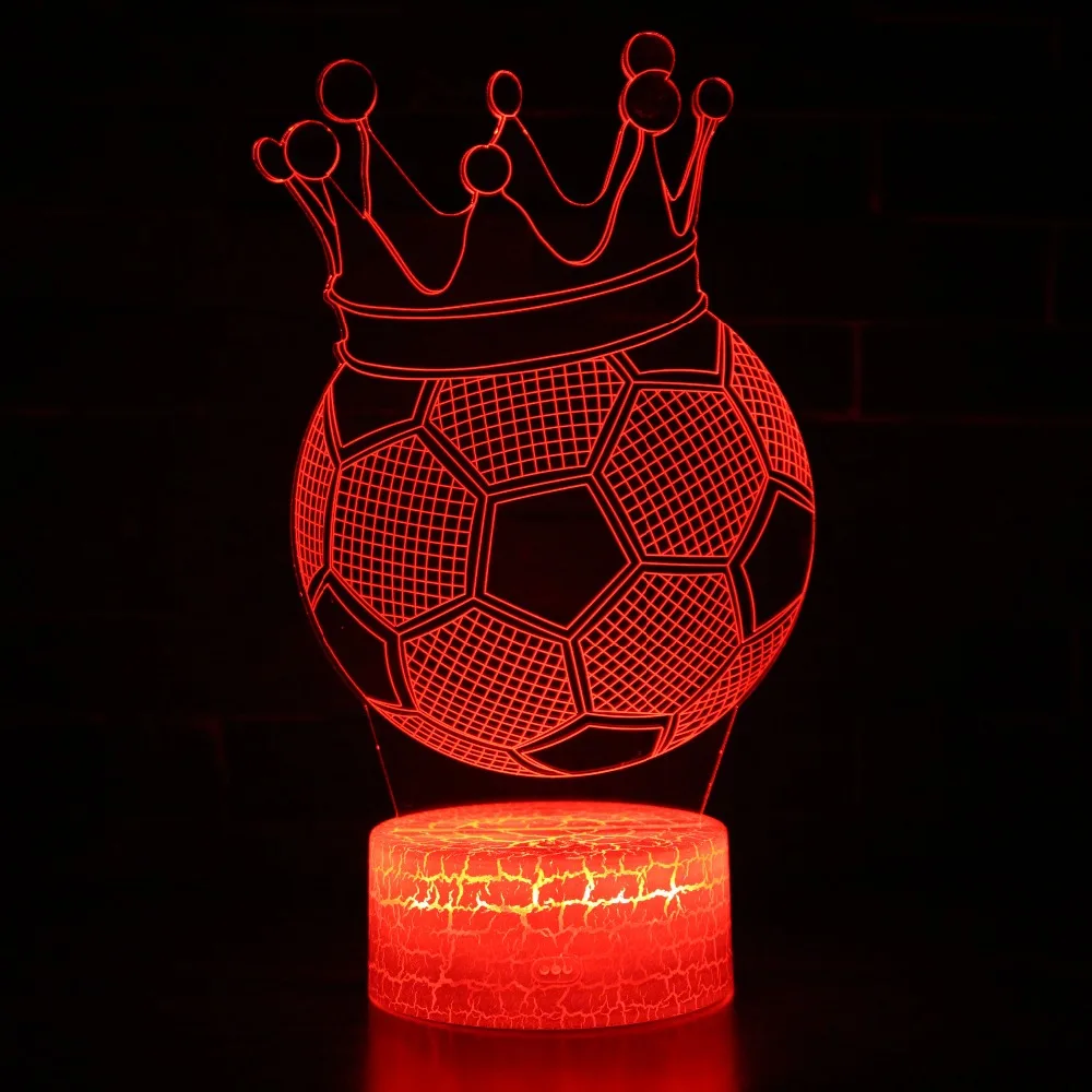 Креативный 3D визуальная Иллюзия светодио дный лампа Светодиодные ночные огни Корона Футбол обесцвечивание красочная атмосфера лампа
