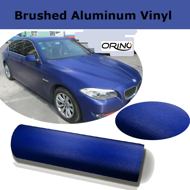 Blue Brushed aluminum Vinyl wrap Car wrapping Metallic Blue brushed