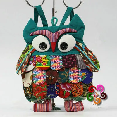 

Fashion Children Gifts New Versatile Appliques Owl backpack!New Girl&boy's Big Backrack All-match canvas Preppy Style backpacks