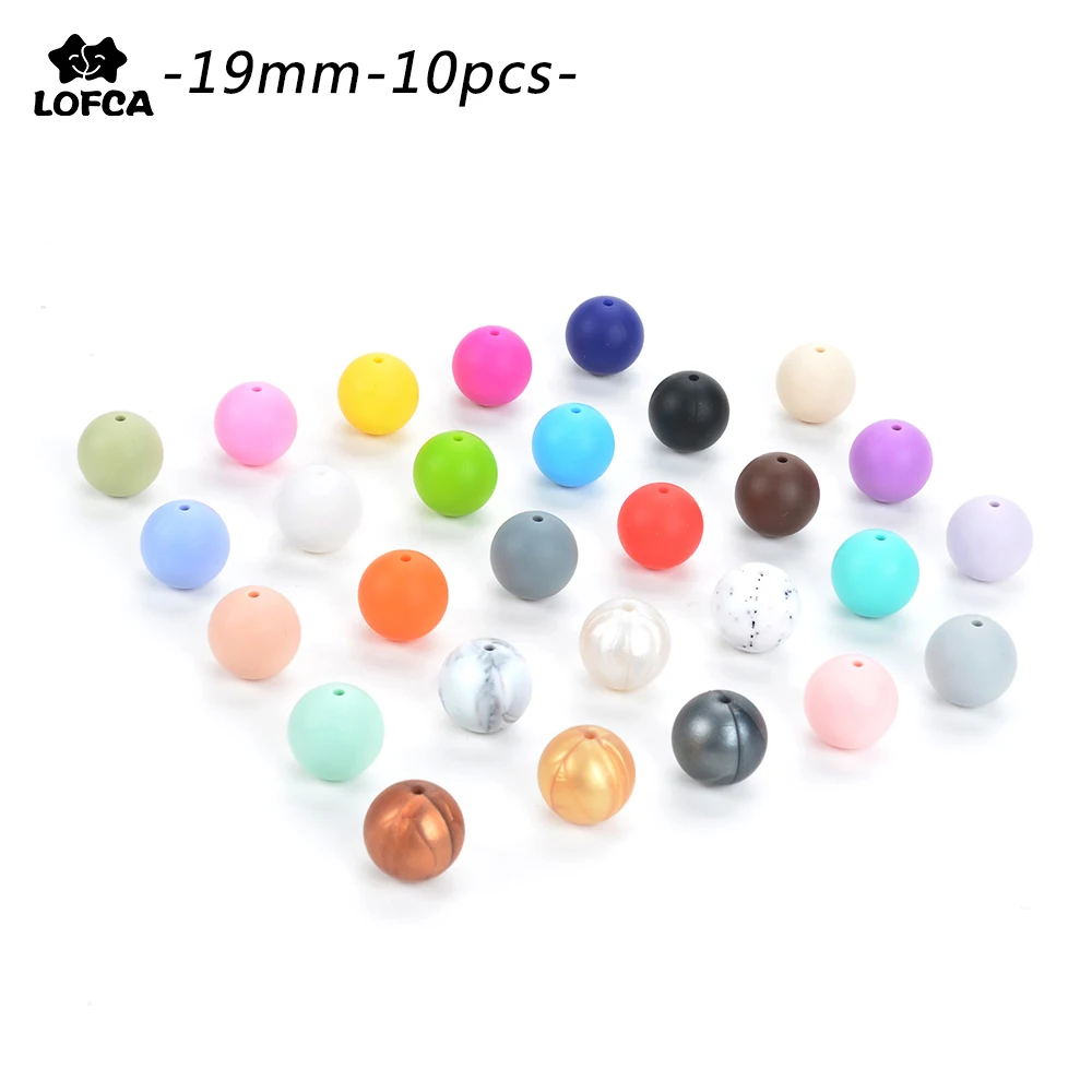 

LOFCA Silicone Beads 19mm Round Shaped 10pcs/lot Teething Necklace Food Grade Mom Nursing DIY Jewelry Baby Teethers Accessories