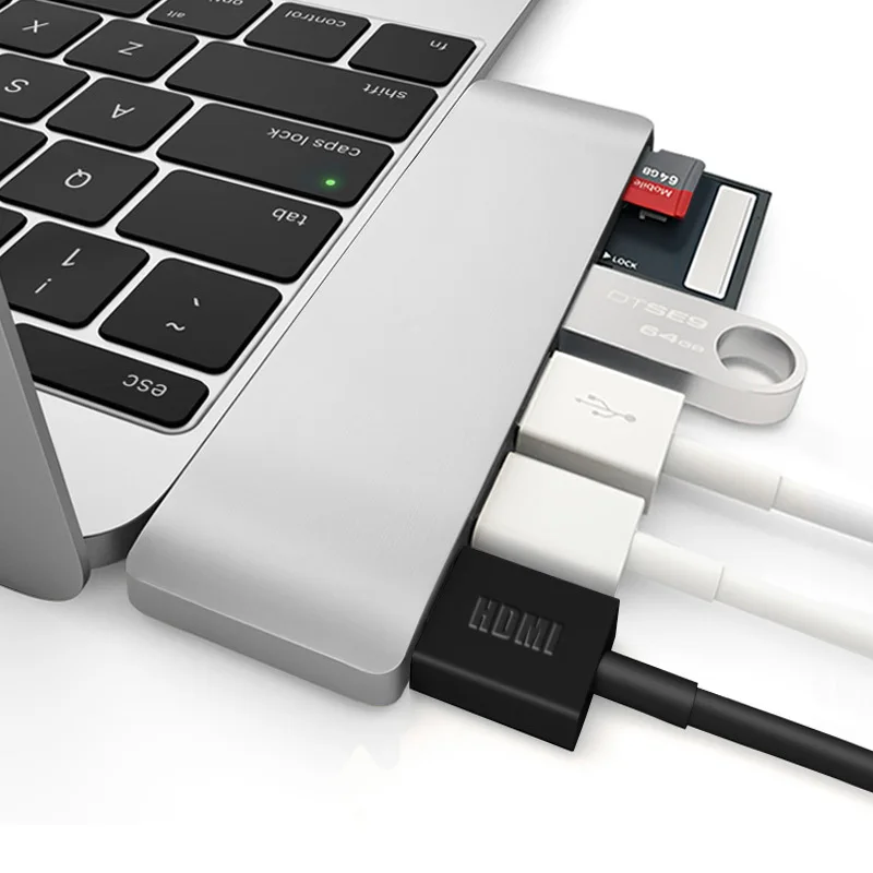 USB-C Алюминиевый USB C концентратор к HDMI 4k type C концентратор 3,0 сплиттер адаптер TF Micro SD кард-ридер для Macbook pro для Asus