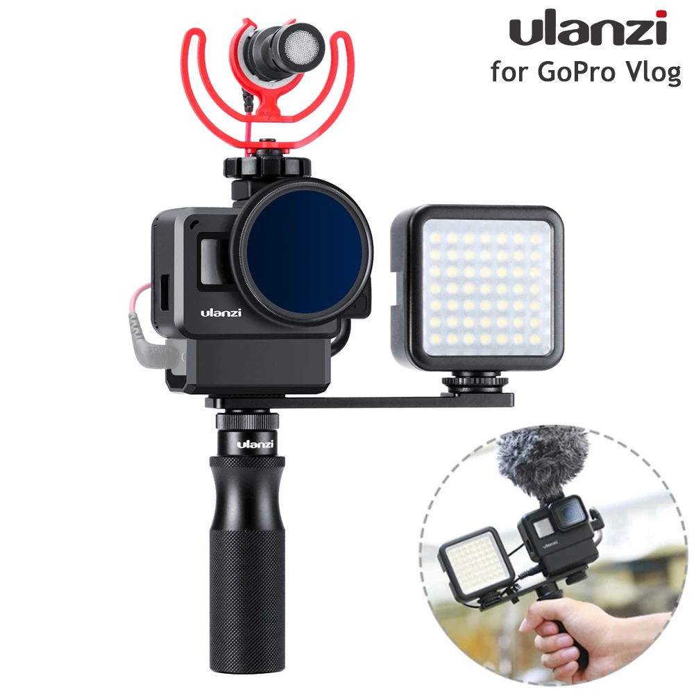 Чехол ULANZI V2 Pro для GoPro Vlogging корпус рамка с микрофоном кронштейн холодной обуви + 52