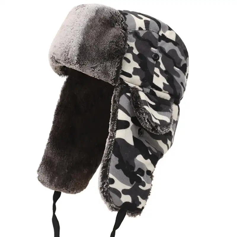 white camo bomber hat