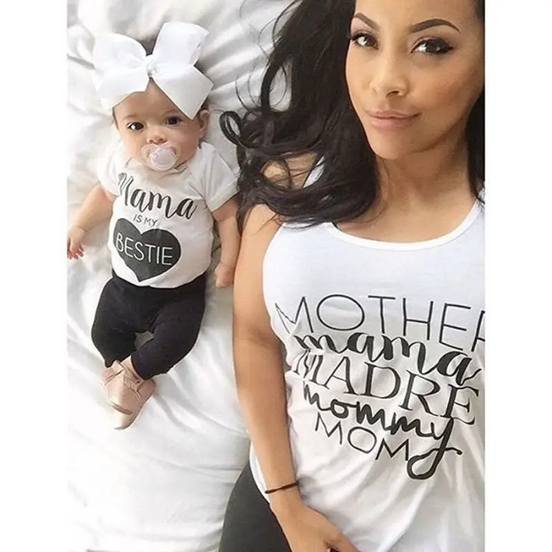 الرضع طفل رضيع فتاة الملابس سراويل قطنية س الرقبة قصيرة الأكمام الوليد بذلة ماما يطبع playsuit طقم قطعة واحدة للأطفال زي أبيض Y3