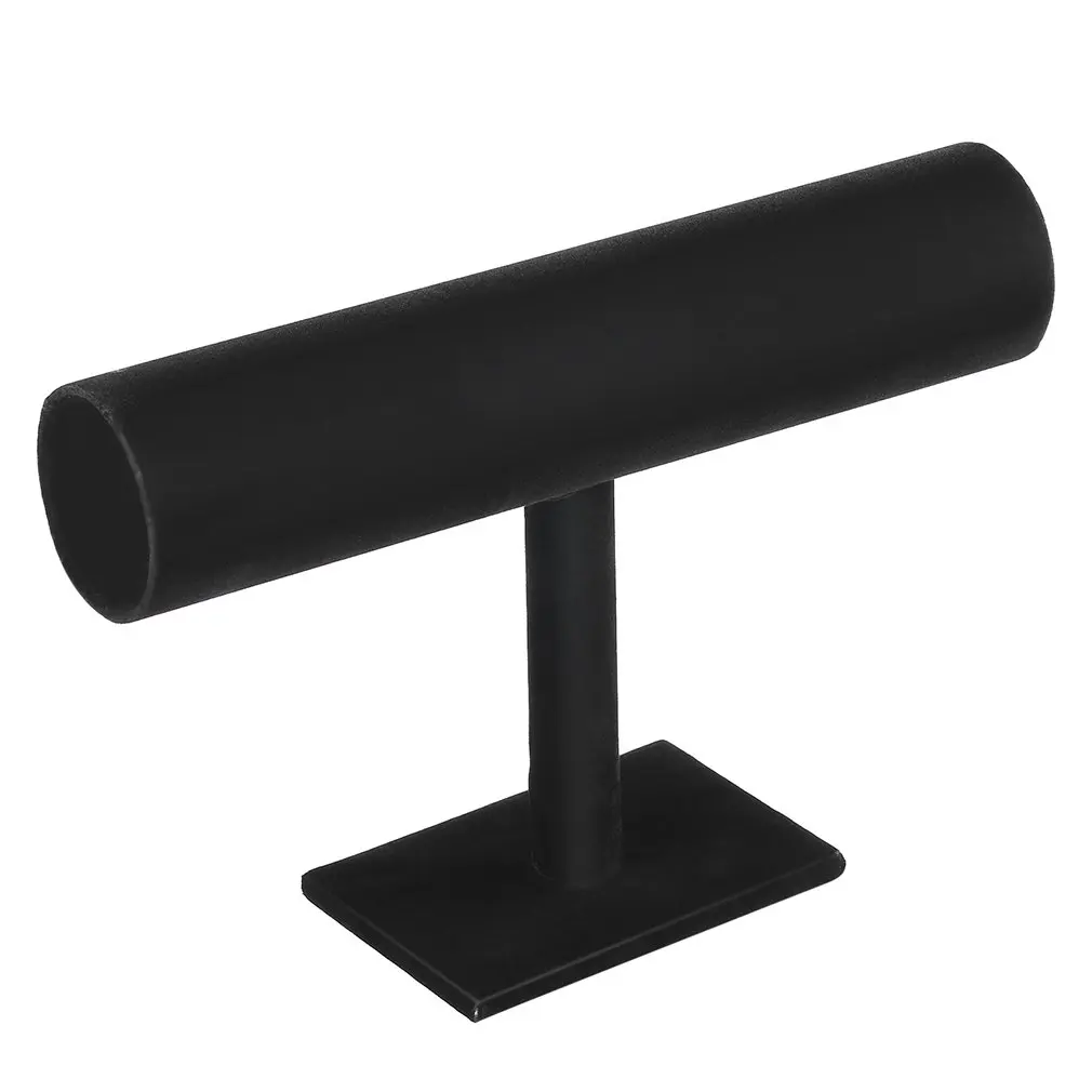 

1PC Black Velvet Bracelet Chain Watch Winder T Bar Rack Jewelry Hard Display Stand Holder Jewelry Organizer Saat Kutusu