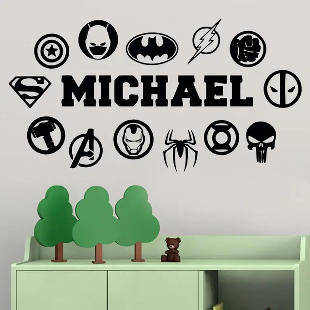 Marvel Wall Decals Personalized Custom Name Logo Comics Heroes Vinyl