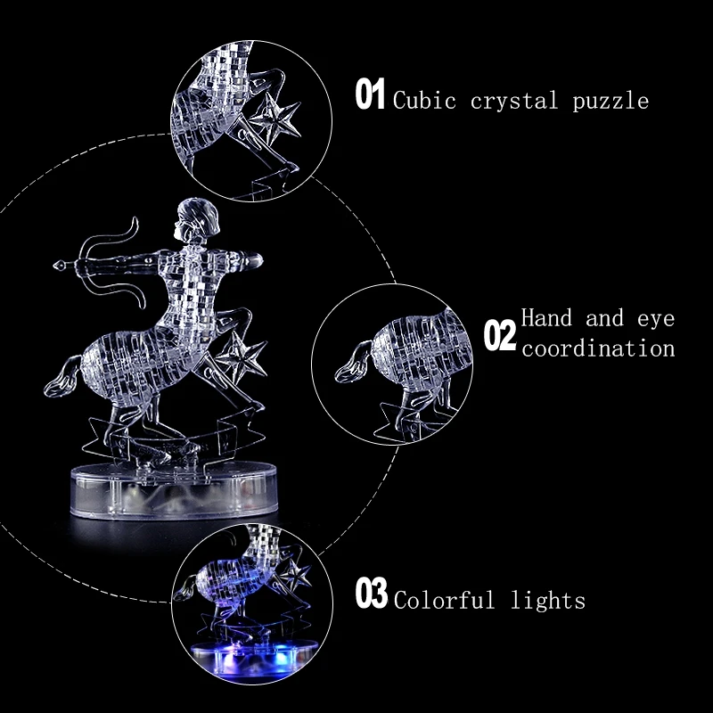 3D двенадцать созвездий с украшением в виде кристаллов головоломка Сделай Сам строительные развивающие игрушки самостоятельной установки