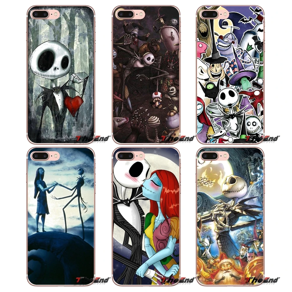 

For Samsung Galaxy Note 3 4 5 Grand Core Prime S3 S4 S5 MINI S6 S7 edge S8 S9 Plus Amazing Jack and Sally Skull Silicone Case