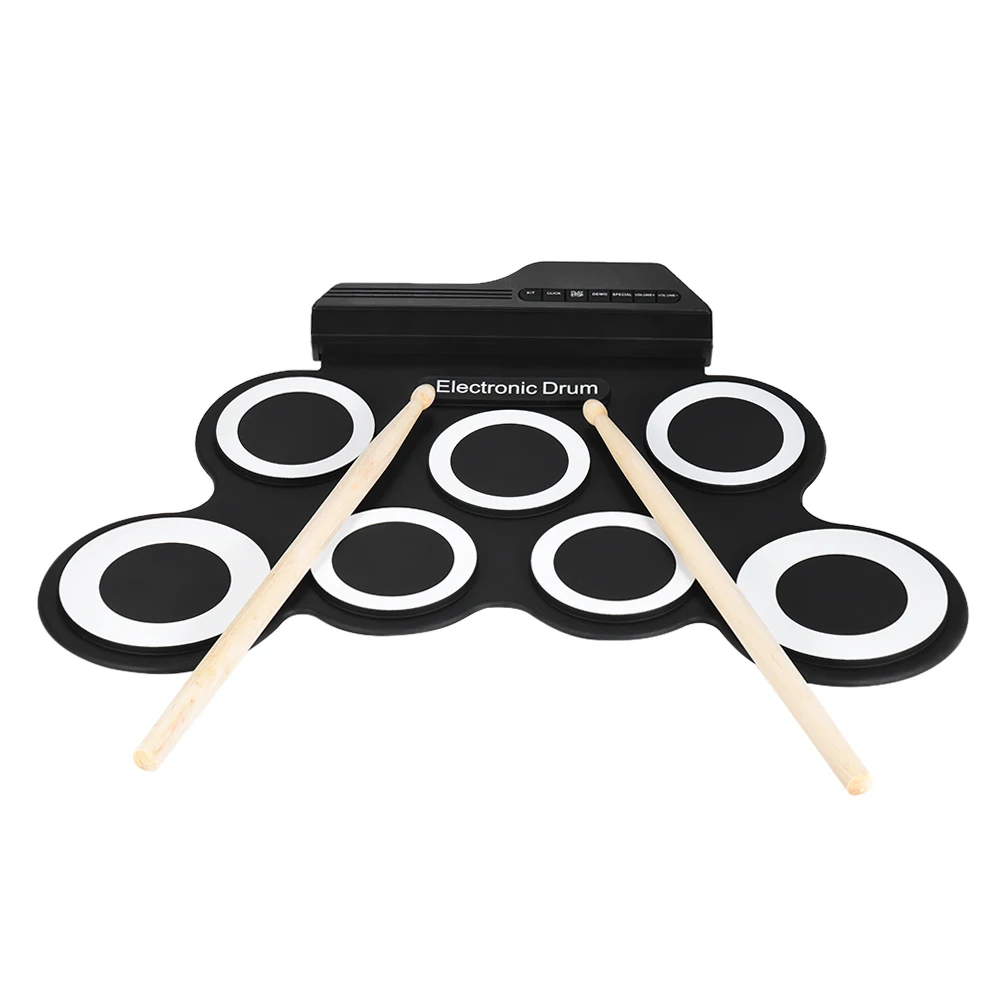 Portable Electronic Drum Set 7 Velocity-Sensitive Pads Tabletop Drum  Built-in 2 Speakers Stereo Rechargeable Practice Drum Pad - AliExpress