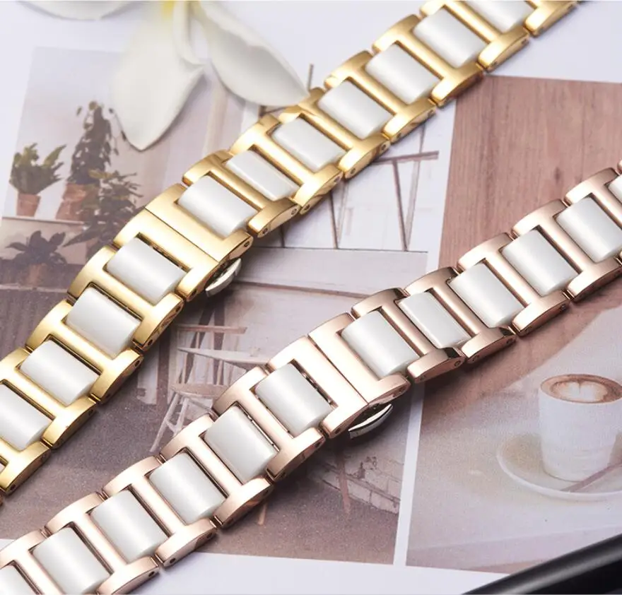 Ремешок керамический с застежкой-бабочкой для часов zenwatch Ticwatch 1 2 E Pro браслет Samsung