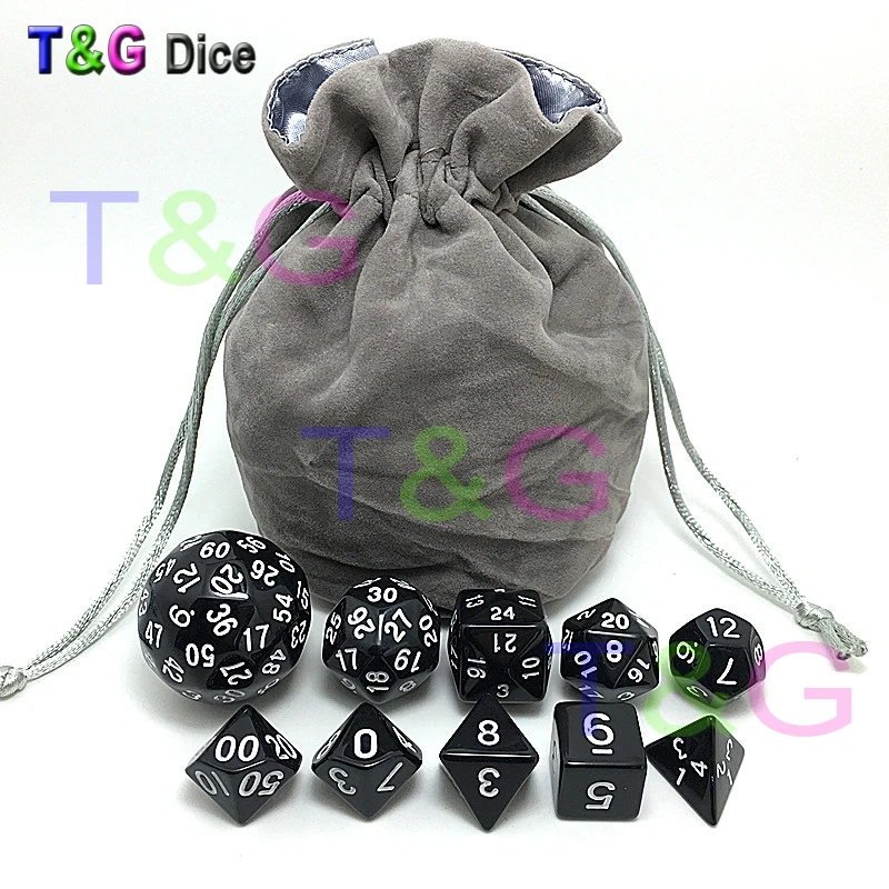 10pcs Digital Dice Set with Bag High quality 3 Colors d4 d6 d8 2xd10