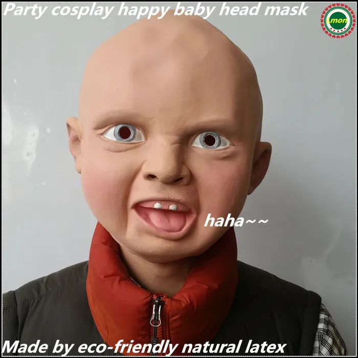 Party Cosplay baby Mask Creepy Latex mask Creepy Cry Baby Face Head