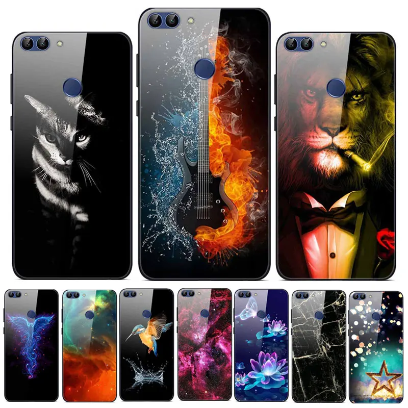 

For Huawei P Smart 2018 Case Tempered Glass Back Cover Hard Case For Huawei P Smart FIG-LX1 Cover PSmart Silicon Frame Fundas