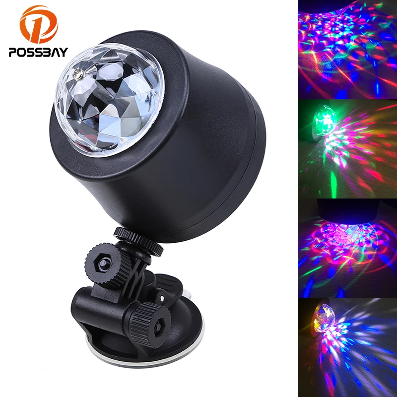 POSSBAY Car Interior Light 6 LED DJ Disco Flash Lamp Colorful 3 LED