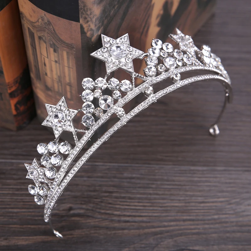 

Handmade Rhinestone Bridal Crown Tiaras Silver Crystal Diadem Tiaras for Bride Headbands Wedding Hair Accessories