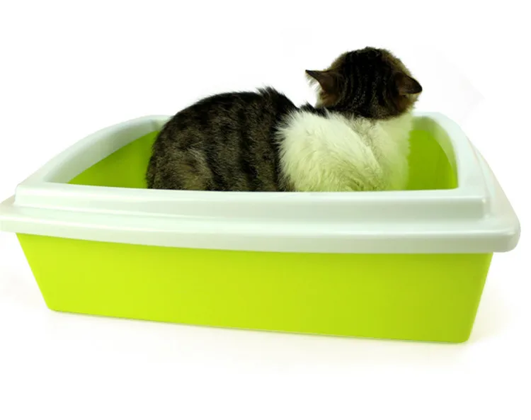 Petshy полузакрытые спальные принадлежности для кошек, песочный таз для щенка, котенка, цветной пластиковый съемный Овальный туалет для кошачьего туалета с защитой от брызг