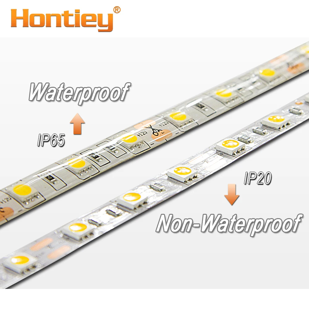 Hontiey Светодиодная лента SMD5050 или 2835 DC12V 60 светодиодный s/m 5 м/рулон белый синий зеленый желтый красный RGB DIY водонепроницаемая гибкая декоративная лампа