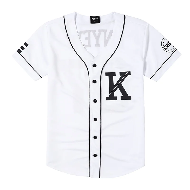 Модная мужская бейсбольная Футболка, хип-хоп тренд, Ретро стиль, для колледжа, пара, бейсбольная полосатая рубашка с коротким рукавом, черные, белые, хлопковые футболки - Цвет: White